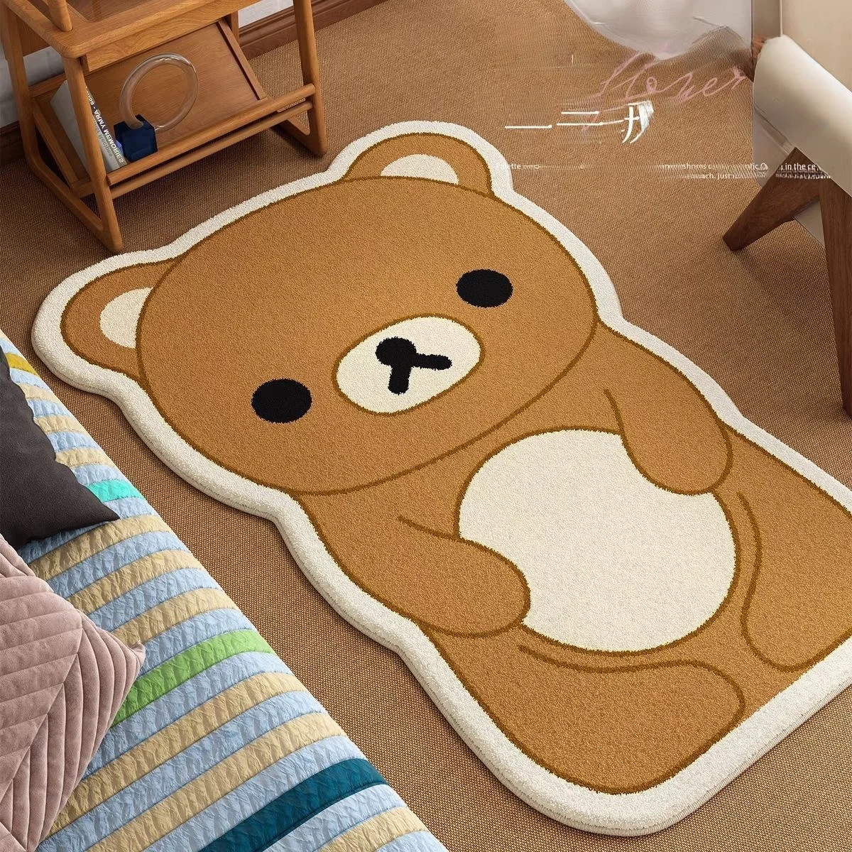 

Милый коврик с мультяшным медведем для девочек, для спальни, гостиной, детской комнаты, удобный, мягкий, из ткани, для домашнего декора