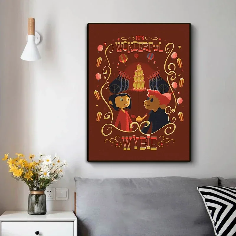 أنيمي فيلم كورالين الكرتون الرعب الساحرة جدار الفنون قماش اللوحة الملصقات يطبع لغرفة المعيشة ديكور #4