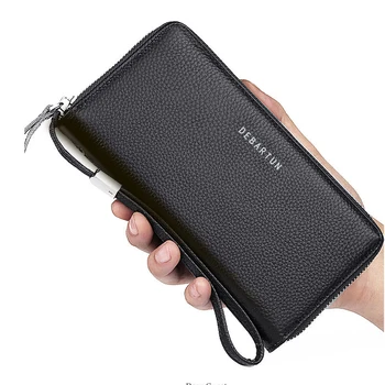 Neue Farbe Herren Lange Brieftasche für Männer RFID Blocking Clutch Organizer Reißverschluss Leder Business ID Kreditkarteninhaber Geldbörse