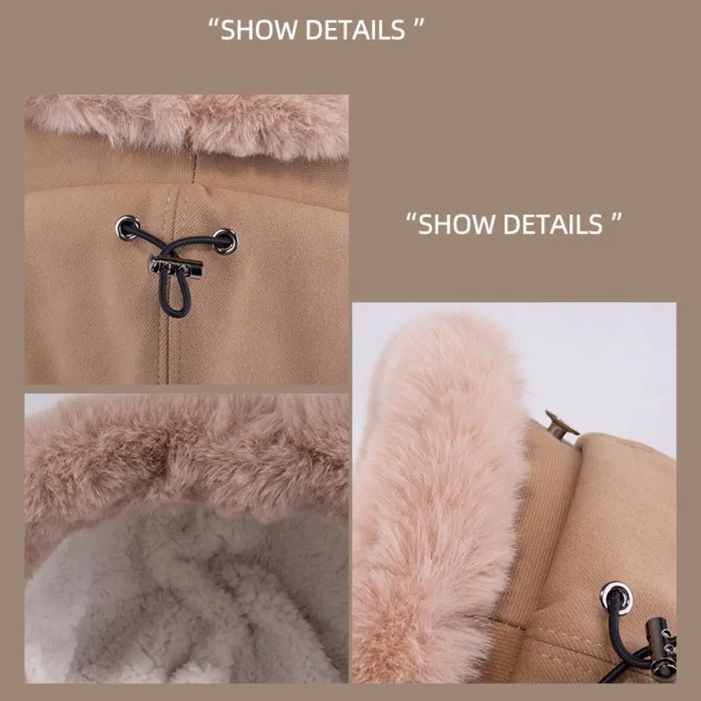 Chapeau Panama en velours coupe-vent, à large bord, en peluche, en fourrure moelleuse, seau, Protection des oreilles épaisse, casquette chaude pour l'extérieur