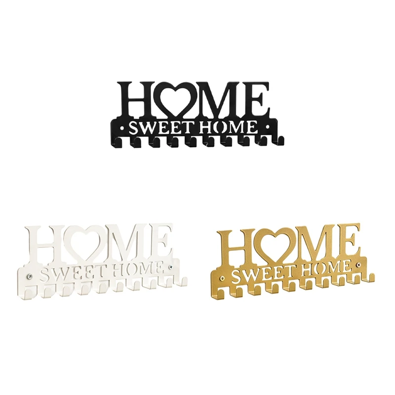 Iron Key Hanger Wall Decorative Key Rack Organizer Keychain Holder For Entryway Doorway Hallway Garage Black Easy Install