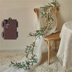 2Pcs/4Pcs Artificial Olive Leaf Vine Strips, Green Plant Garland with Fruits, Suitable for Christmas Decoration, Wedding Party, Family Garden, Artificial Hanging Leaf Vine with Front Door Wall Decoration