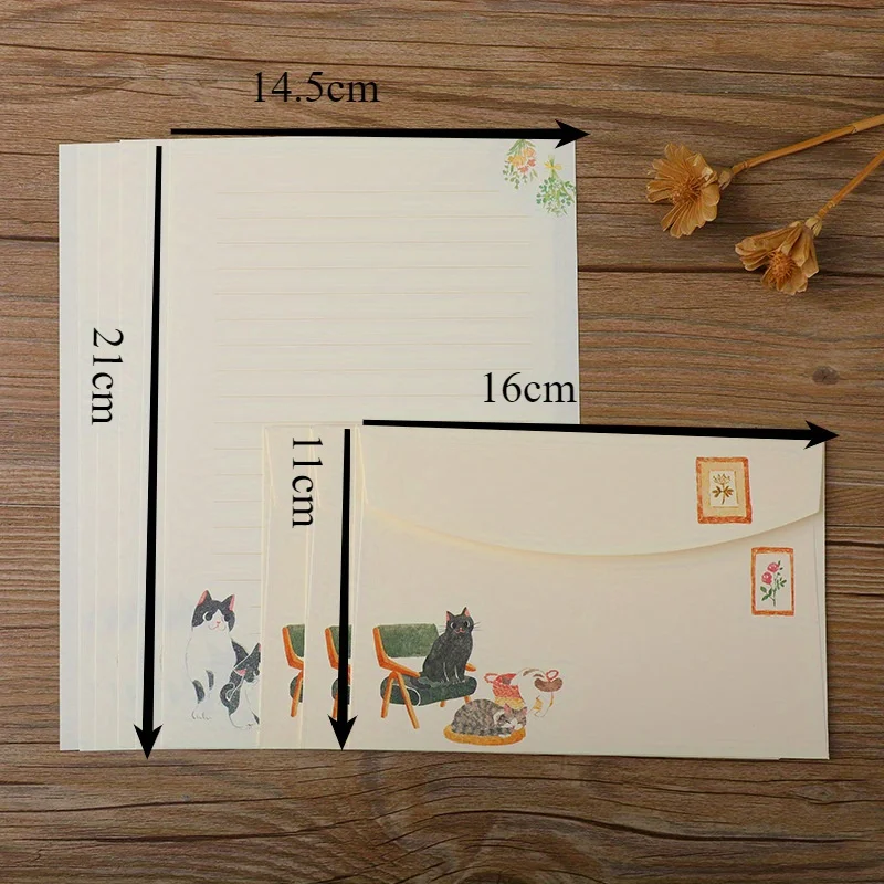 Envelopes Set with Letter Pads Kawaii Message Writing Paper Wedding Party Invitation Card Cover Letter Gift Wrap Stationery