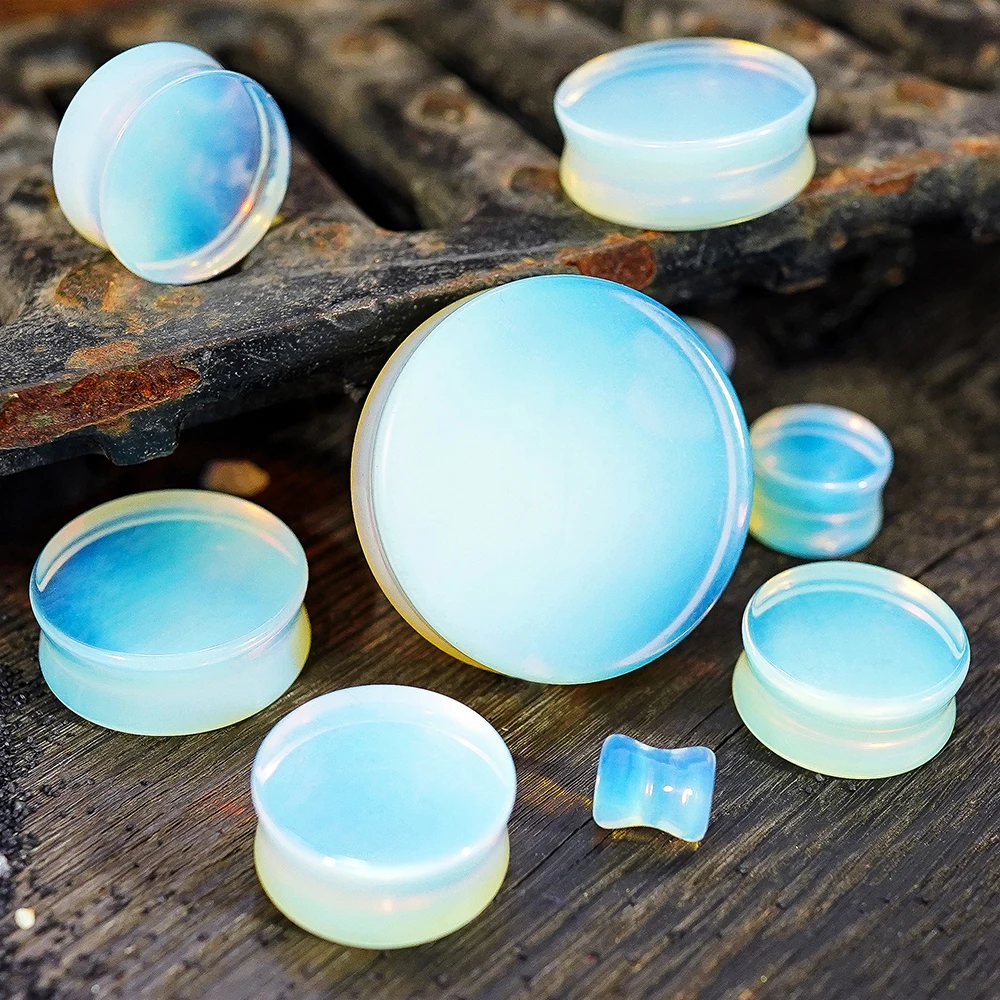2pcs Stone Flesh Ear Plugs Tunnels Double Flare Ear Piercings Earrings Gauges Women Men Helix Lobe Labret Stretcher Body Jewelry