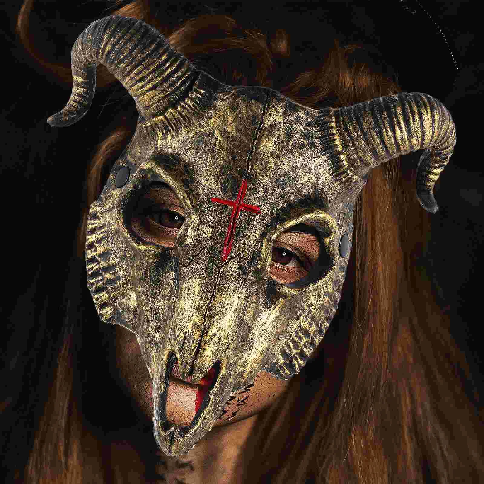 Goat Mask Halloween for Carnival Photo Prop Pu Outdoor Party Performance Animal-design