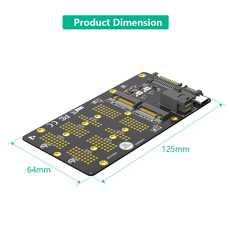 SSD Adapter M.2 NVME M Key to SFF-8643 with Type C Power Supply + M.2 SATA B Key to SATA3.0 Riser for 2230 2242 2260 2280 M2 SSD