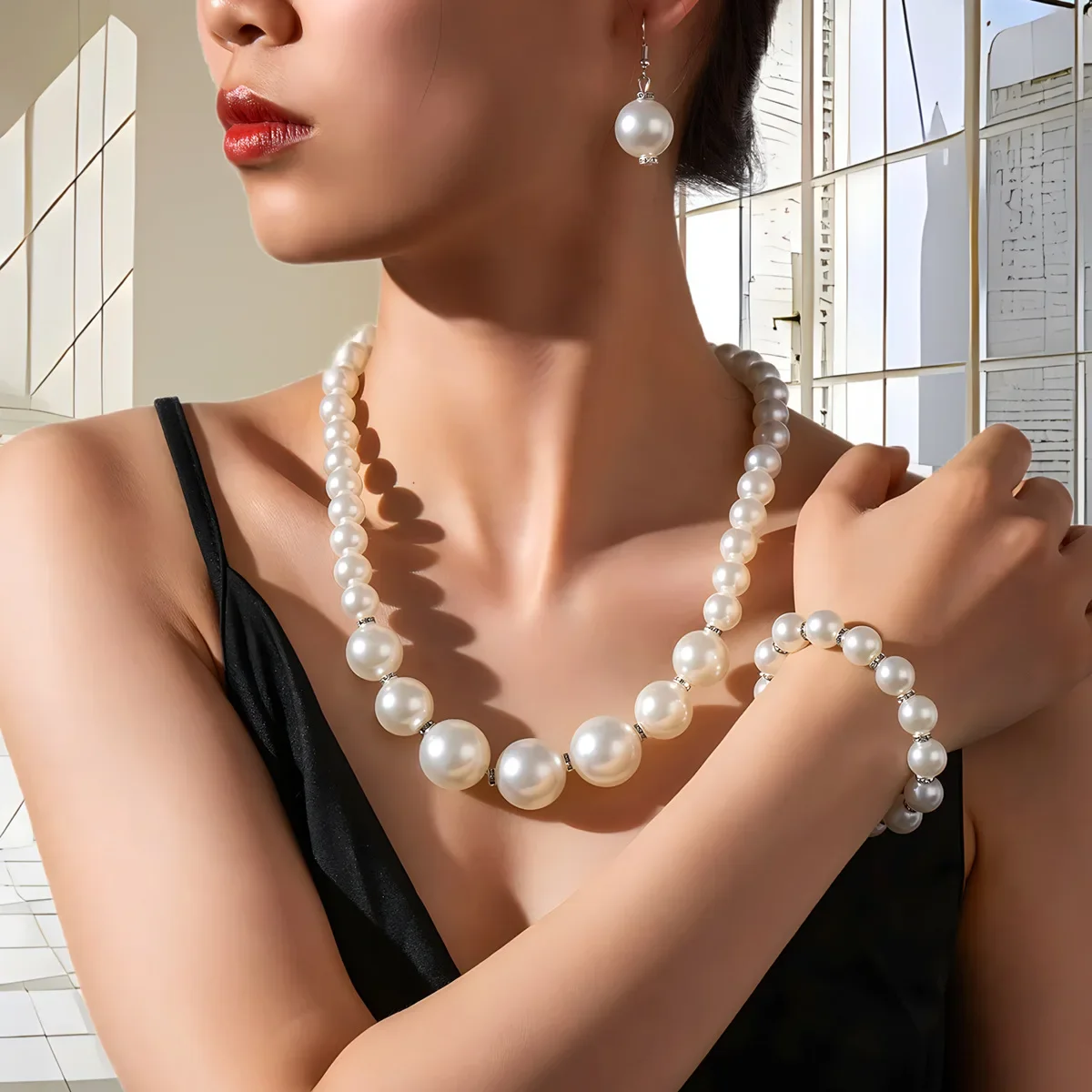 Best Seller Bridal Jewelry Set, Elegant Fake Pearl Necklace Bracelet Earrings, Simple Wedding Accessories for Bride