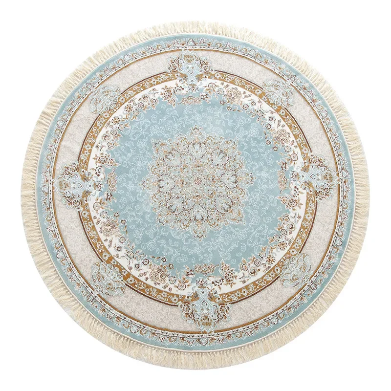 VIKAMA Turkish Blue Tassel Carpet Soft Living Room Bedroom Bed Blanket American Light Luxury European Study Office Floor Mat view 6