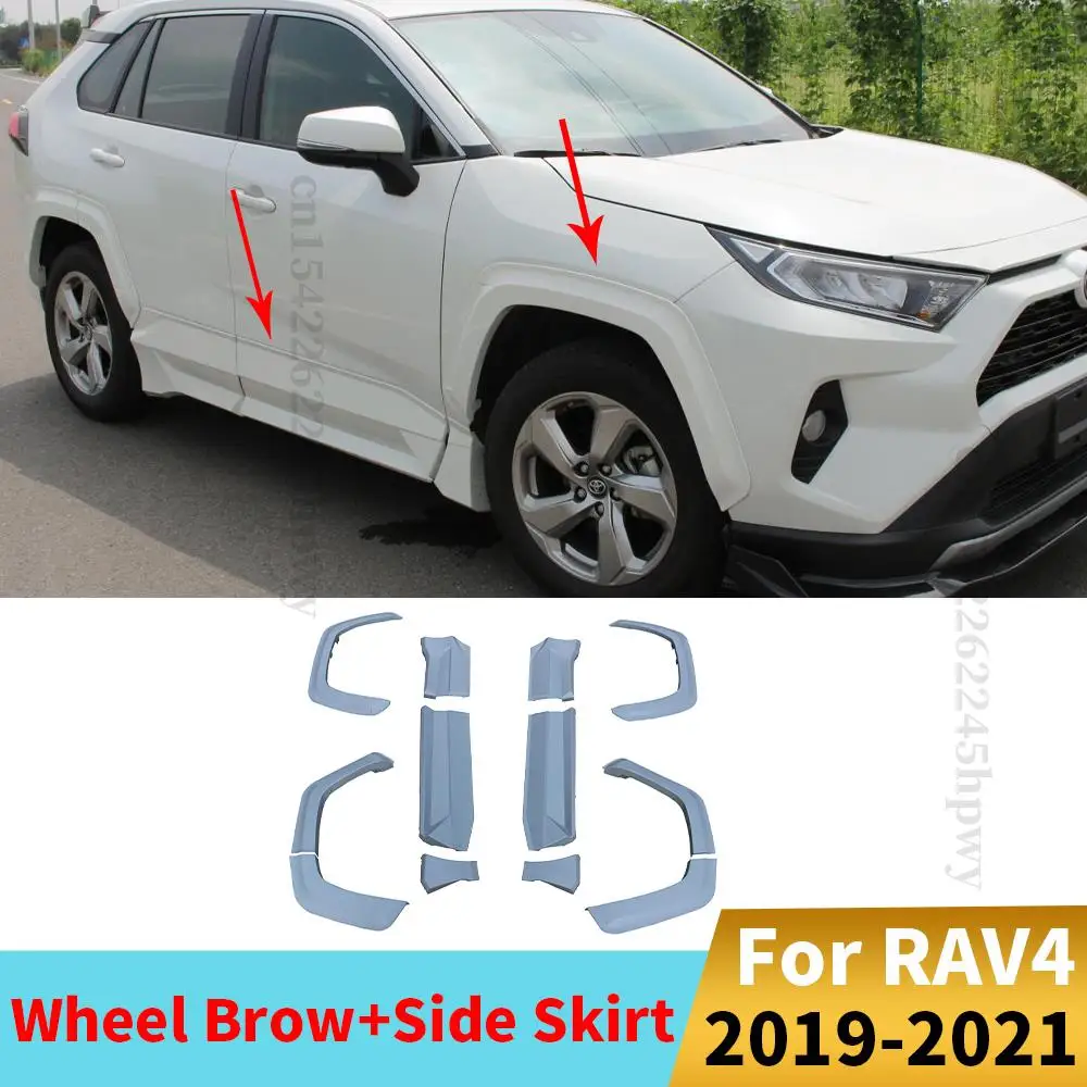

Sport Wide Body Kit Tuning Accessories Styling Cover Trim Refit Front Rear Wheel Brow Side Skirt For Toyota RAV4 2019 2020 2021