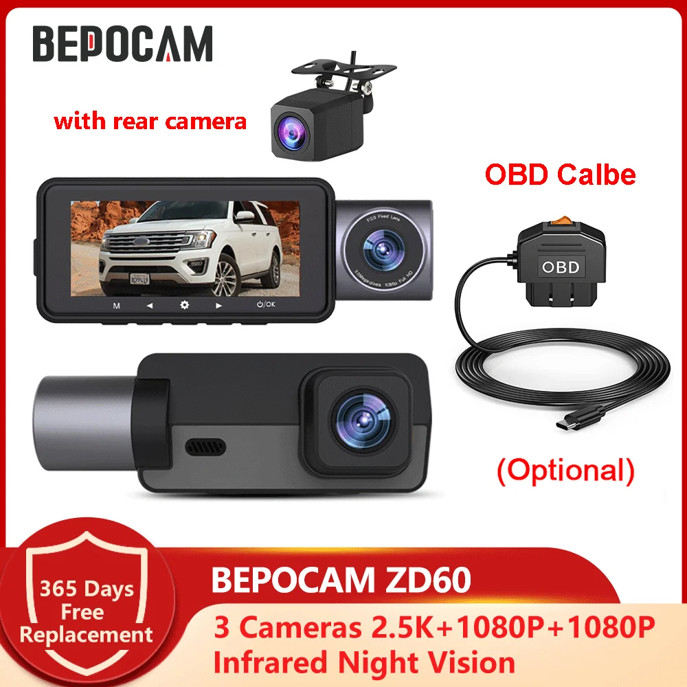 

BEPOCAM ZD60 4K 1080P HD Dash Cam Car DVR Camera Voice Control 24H Parking Monitor 150°FOV Infrared Night Vision Recorders