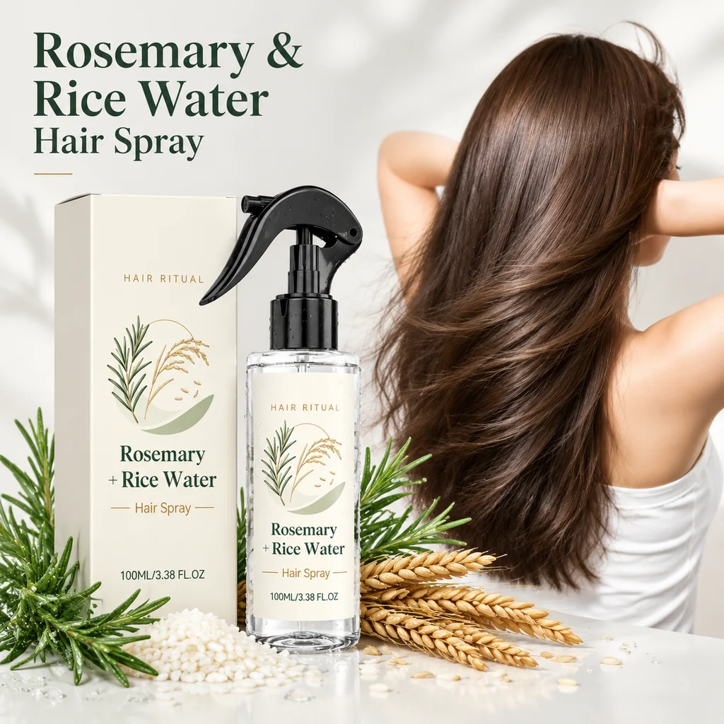 Fluffy Hair Styling Spray With Rosemary &Rice Water Extract,Boost Hair Glossy Long Lasting Hold Volumizing Texture Setting Spray