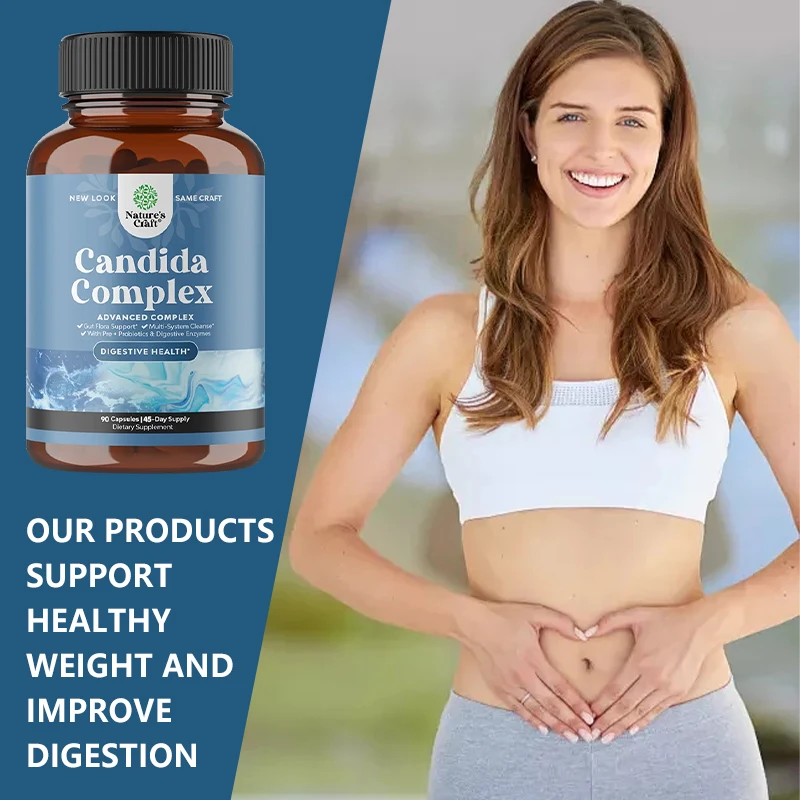 Candida Complex with Digestive Enzymes - Candida Support Complex 90 Capsules - Probiotics Better Digestive Enzymes Bowel Cleanse