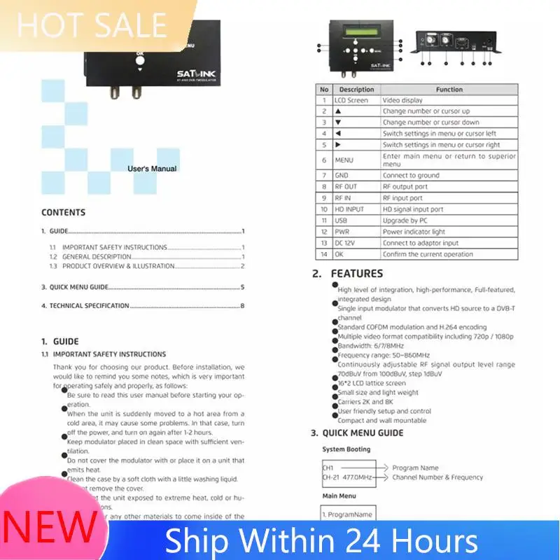 ~ 【EN magazzino】 Per Satlink ST-6503 Modulatore DVB-T ISDB-T Convertitore AV a RF Modulatore digitale Trasmissione del segnale Modello ST6503