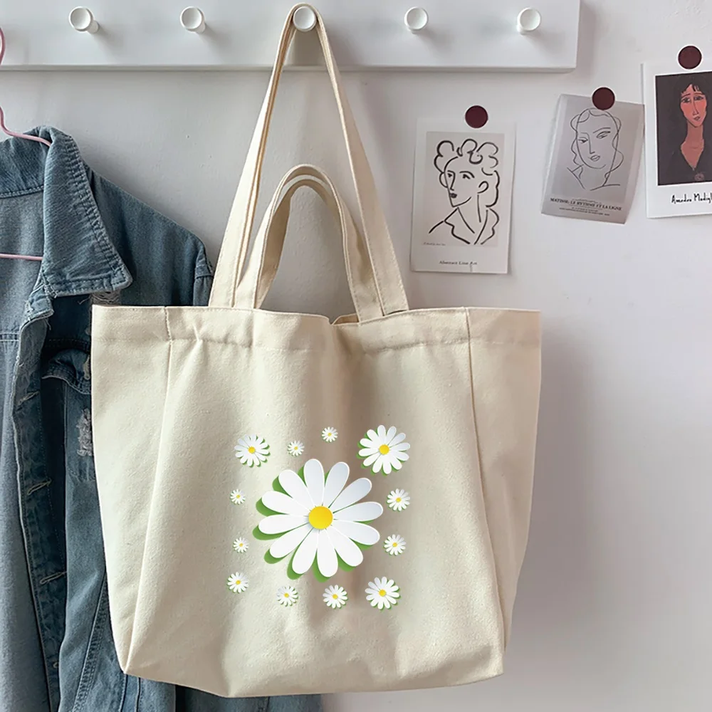 2022 Shopping Bags Foldable Ladies Canvas Shoulder Bags 3D Printed Tote Folding Pouch Handbags Large-capacity Travel Work Bags