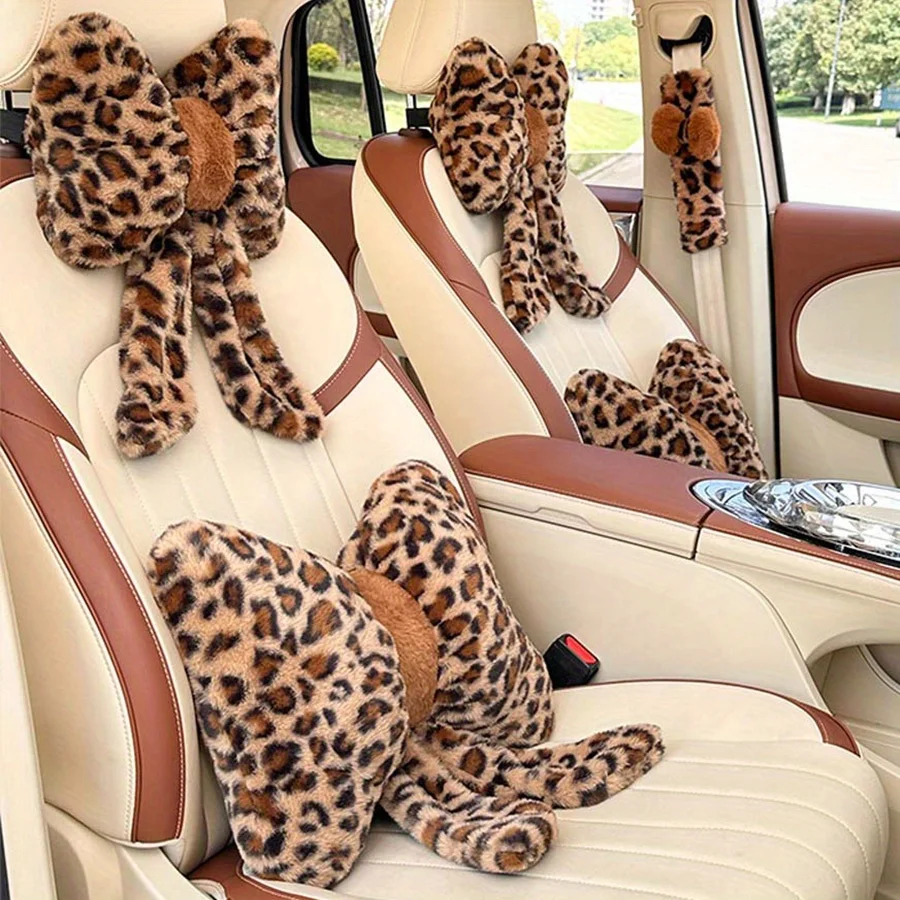 

1pc Fashion Leopard Print Car Lumbar Support: Comfortable and Soft