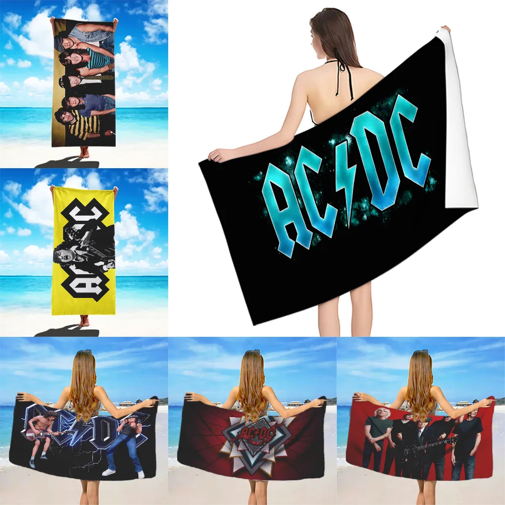 

A-AC D-DC Band Beach Towel Microfiber Sand Free Quick Dry Soft Sandproof Pool Towels Gift for Women Travel Gym Shower Camping