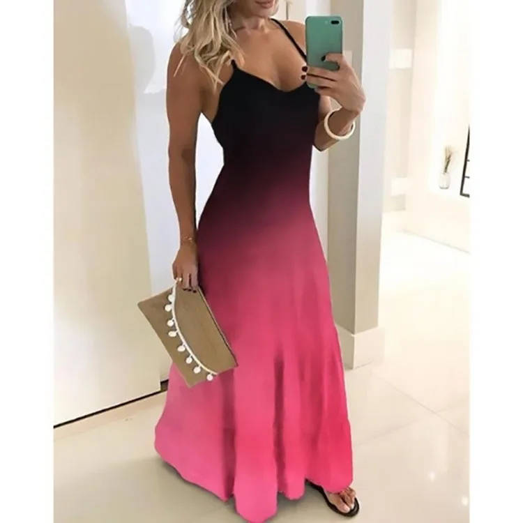 Zomer Hot Sale Slankmakende Slim Fit Basisjurk Geplaatste Bloemprint Spaghettibandjurk Damesmode Elegante Kleding - afbeelding 1