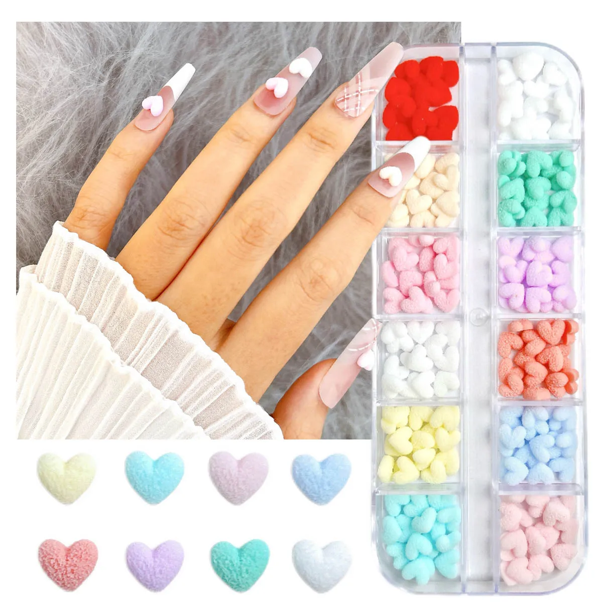 1박스 귀여운 미니멀리스트 레진 복숭아 하트 네일 참 다양한 색상 발광 무광 하트 네일 아트 장식 DIY 헤어핀 네일