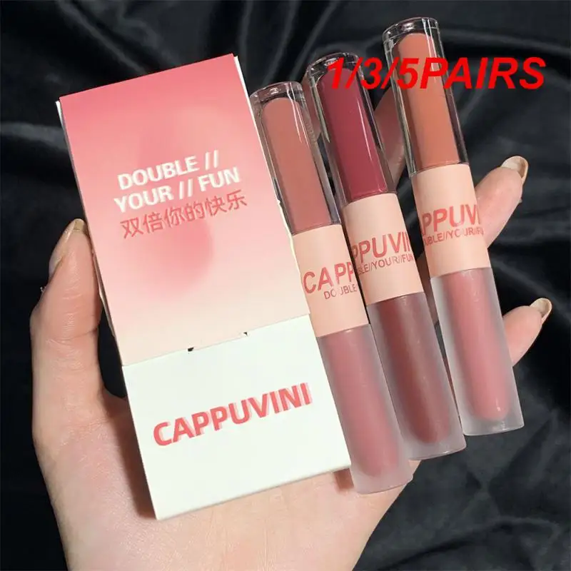 

1/3/5PAIRS Chestnut Lip Tint Mud Moisturizing Set Lip Gloss Lips Makeup Double-headed Lip Glaze Velvet Matte Lipstick