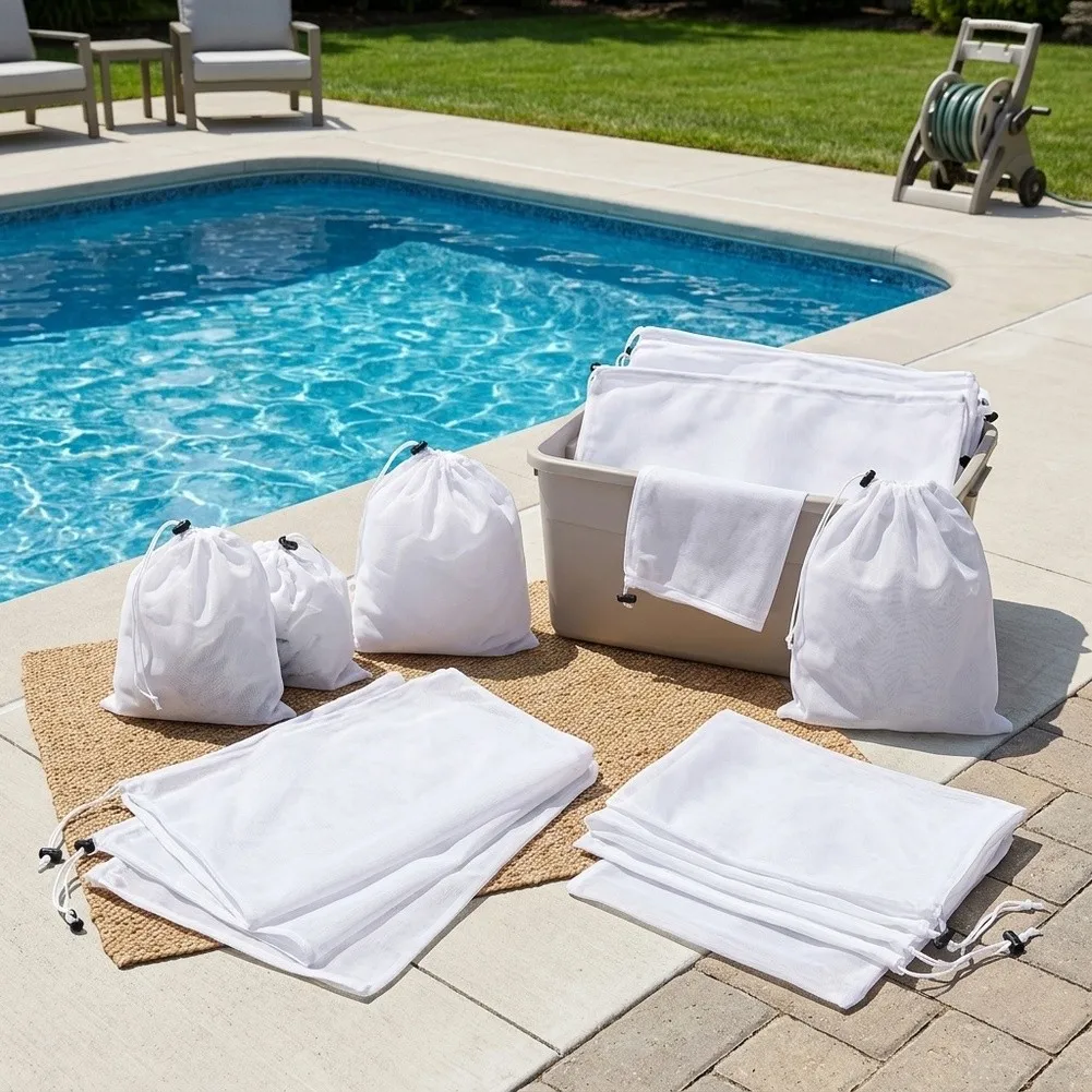 For Pool Slide Bars Nylon Debris Catcher Pool Skimmer Net Bag For Spotless Swimming Environment Efficient Skimmer For Pools
