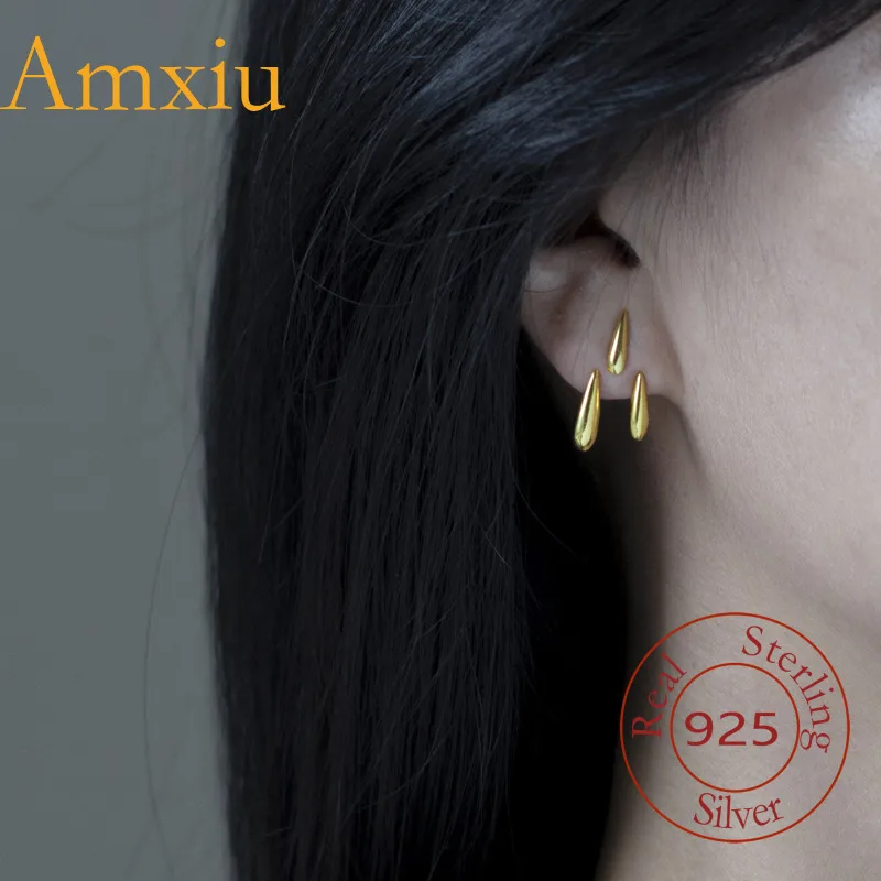 Amxiu Sterling Silver 925 Creative Pure Silver  Personality Combination Floating Water Drop Earrings For Women