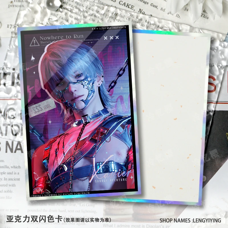 새로운 사랑과 Deepspace Rafayel Xavier Caleb Sylus Zayne 크리 에이 티브 애니메이션 게임 주변 더블 플래시 만화 카드 아크릴 장식품