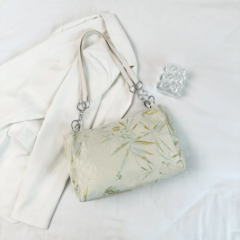 

Vintage Chinese Style Embroidered Tote Bag Aesthetic Shopping Floral Shoulder Bag Travel Casual Women Handbag Lady