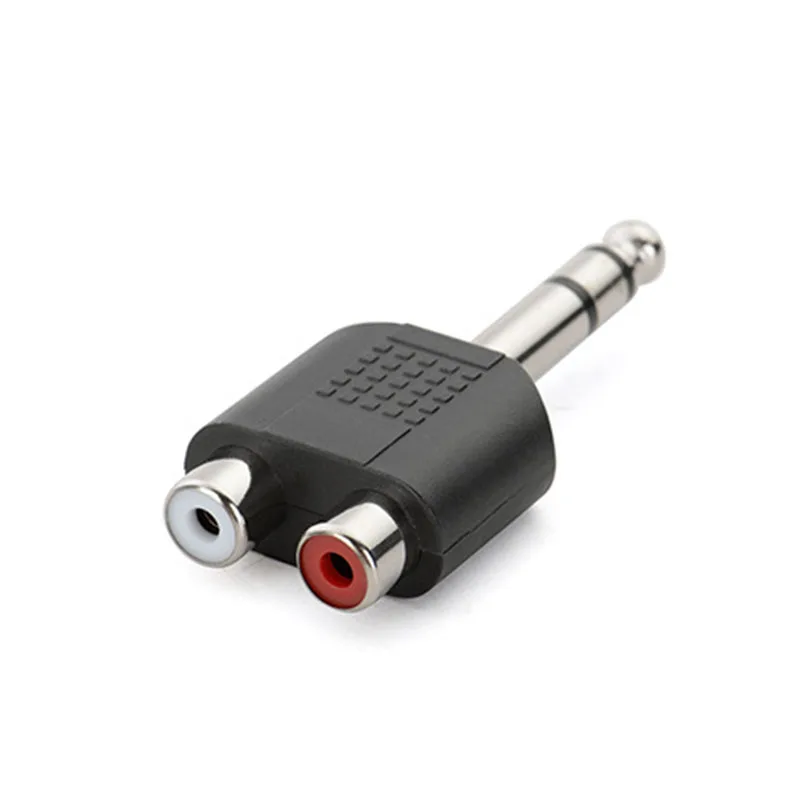 6.35mm Male to 2RCA Female  Audio Adapter For Guitar Amplifier Sound Card Mixer with Audio Speaker Plug