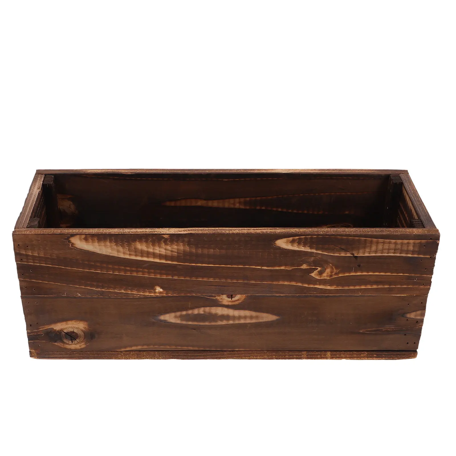 Wood Planter Box Rectangular Balcony Rustic Wooden Flower Pot Outdoor Succulent Plant Container Wooden Garden Planter view 2
