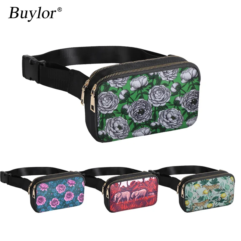 Buylor Fashion Fanny Pack Women Small Waist Bag Zipper Hip Bum Bag Waterproof Shoulder Chest Pack Sports Belt Bags Crossbody Bag