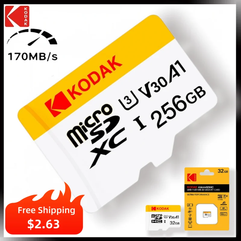 KODAK grabadora de tarjeta de memoria de alta velocidad monitoreo de tarjeta TF tableta teléfono tarjeta SD tarjeta de memoria 128GB grabadora de conducción cámara dedicada