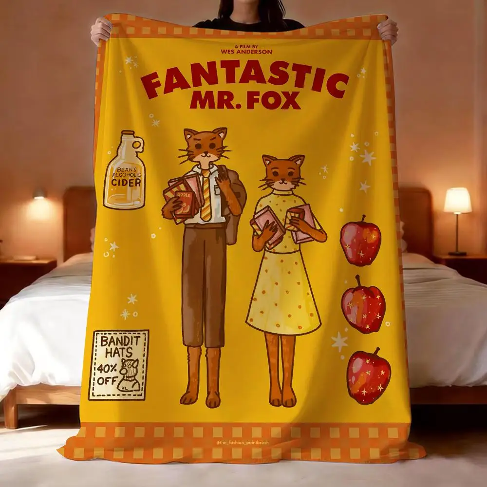Movie The Fantastic Mr. Fox Throw Lightweight 240g Flannel Blanket Soft Skin-friendly for Summer Cooling