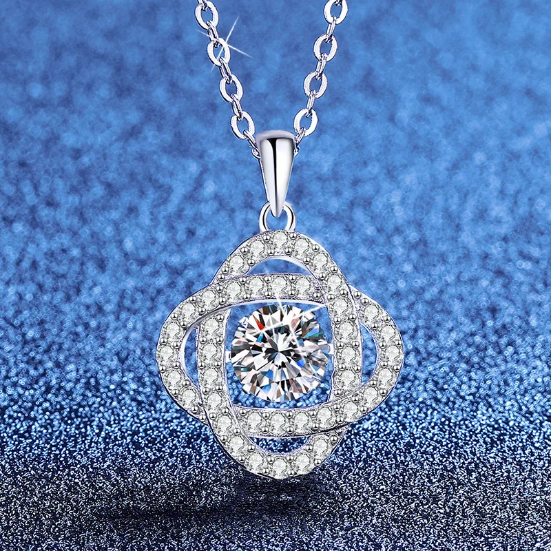 Moissanite Necklace Platinum PT95018k Gold Pulsating Heart Light Luxury Versatile Around The Planet Moissanite Necklace