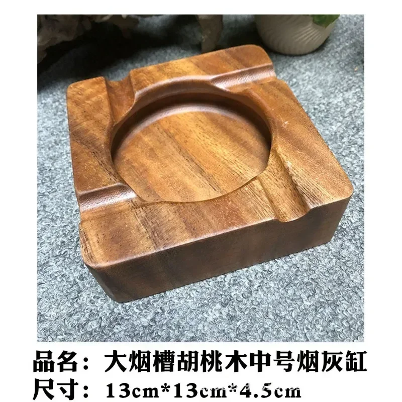 Solid Wood 4 Slot Cigar Ashtray Luxury Outdoor Large Holder Cigar Accessories Office Living Room Square Ashtrays