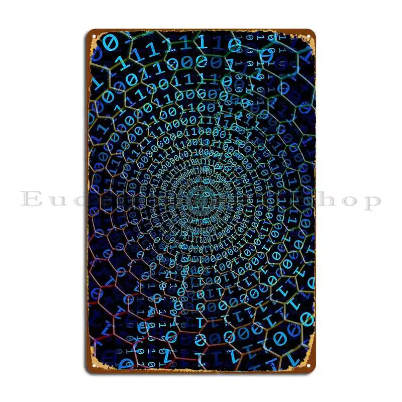 Binary Code Metal Sign Living Room Designing Club Retro Personalized Tin Sign Poster