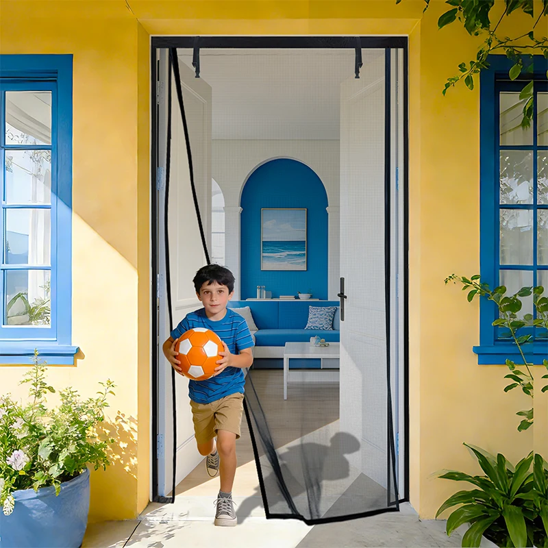 Moustiquaire magnétique invisible en fibre de verre pour porte, anti-mouches et insectes, rideau de porte détachable adapté aux animaux domestiques pour