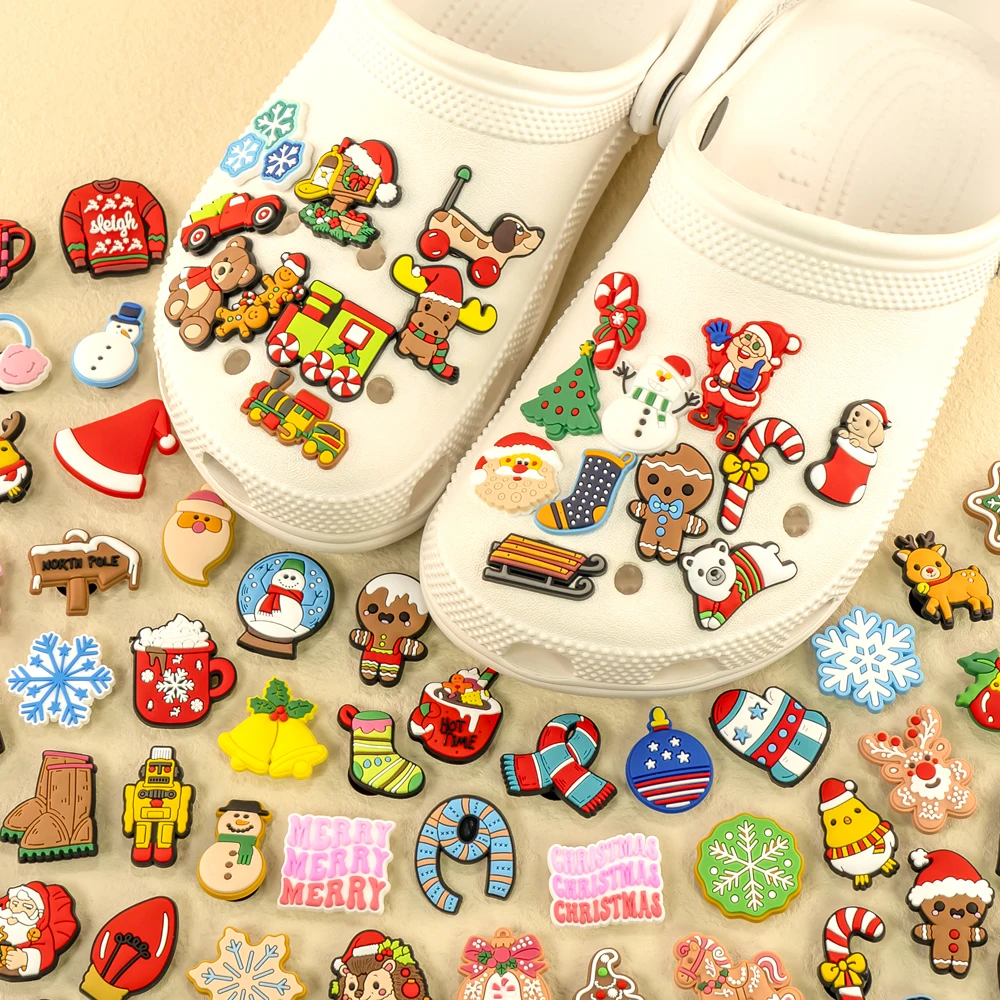1 stücke PVC Weihnachten Schuh Charms Weihnachten Baum Schneeflocken Schuh Dekorationen Rosa für Clog Garten Sandale Zubehör Kinder Geschenk Großhandel – Detail 8