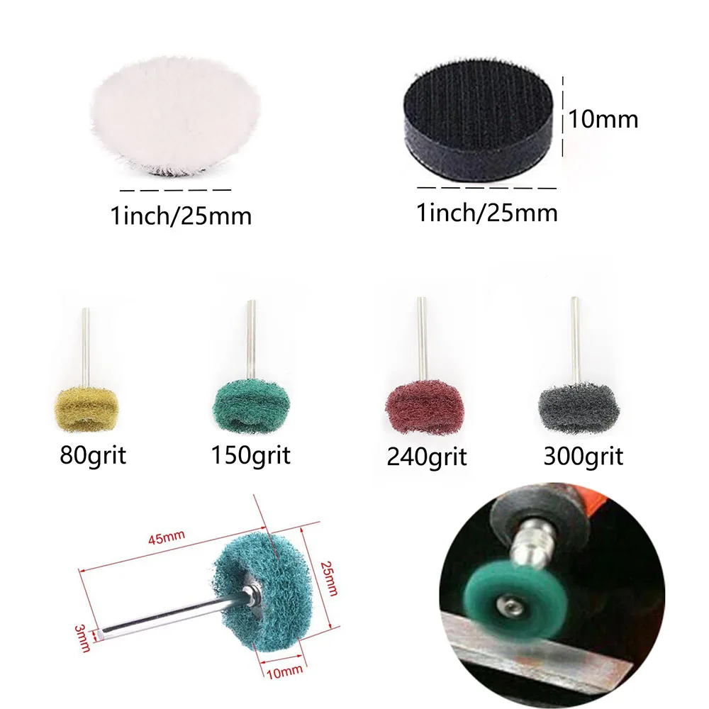 1 Inch Wet and Dry Sandpaper 60# to 10000# with 1/8" Shank Backing Pad Hand Sanding Block for Drill Grinder Rotary Tools