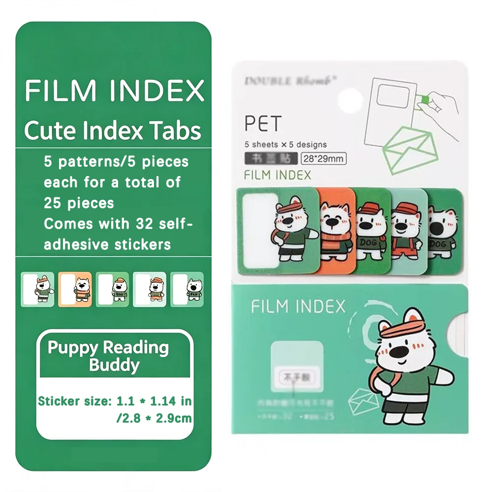 Cartoon waterdichte handige index-sticky notes voor studenten, kantoorclassificatie sticky notes, index-tags schattige naamstickers