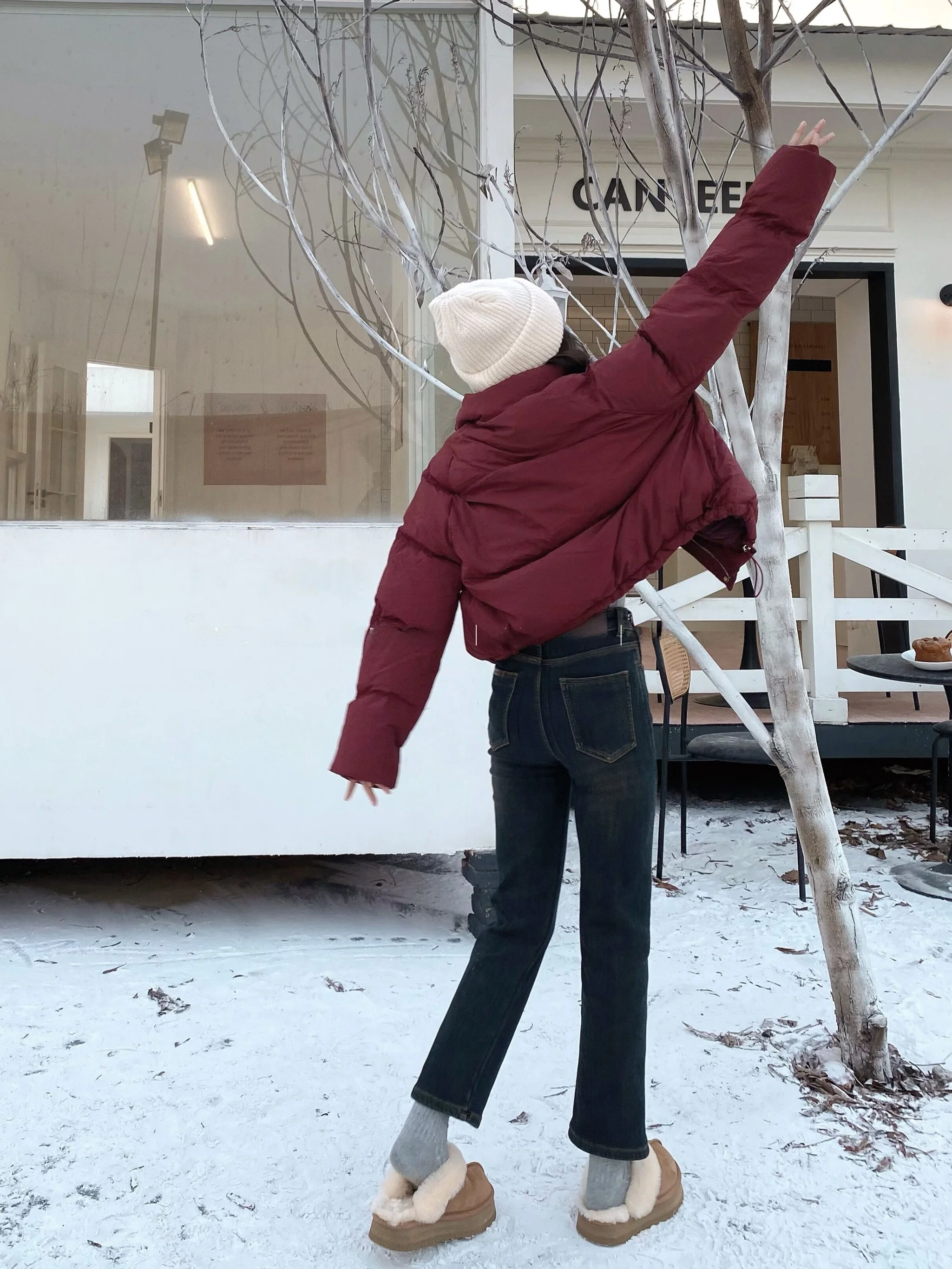 

Женские джинсы с высокой талией, прямые, на флисовой подкладке, осенне-зимние, темно-синие, из эластичного хлопкового денима, укороченные, облегающие