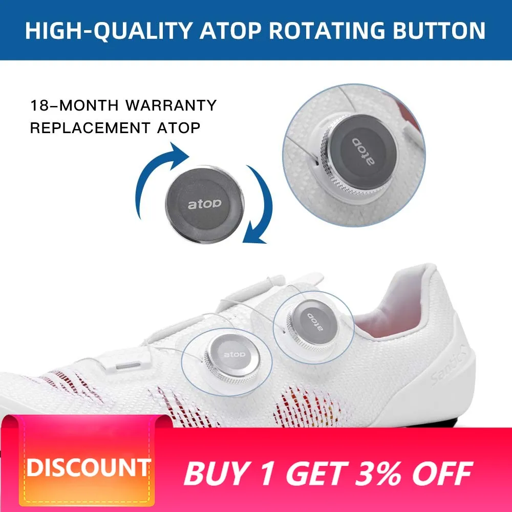Santic Cycling Shoes Carbon Fiber Road Lock Shoes Competition Ultra Light Cycling Shoes Male and Female 14 Hardness