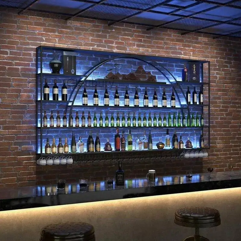 Showcase Liquor Whiskey Display Coffe Organizer Furniture Wall Wine Shelf Bar Cabinet Bottles Drink Vitrina Modern Nightclub