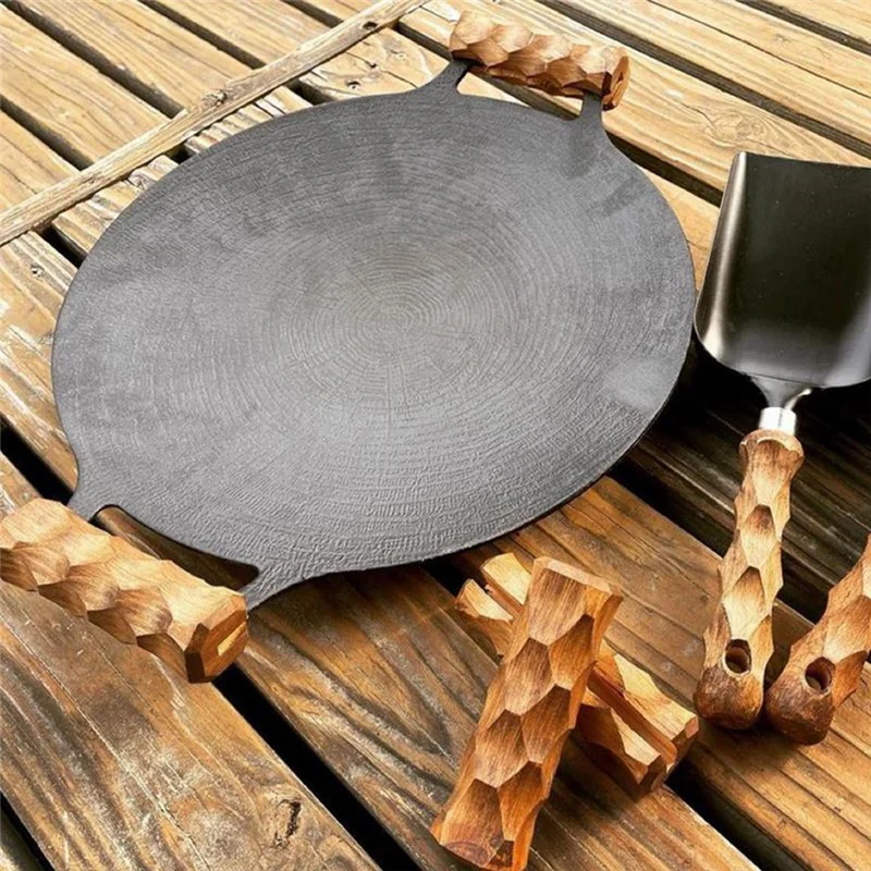 

Wooden BBQ Pan Handle Anti Scald Heat Resistant Insulated Grip Replacement For Outdoor Camping Sauce Grill Pan Griddle Durable
