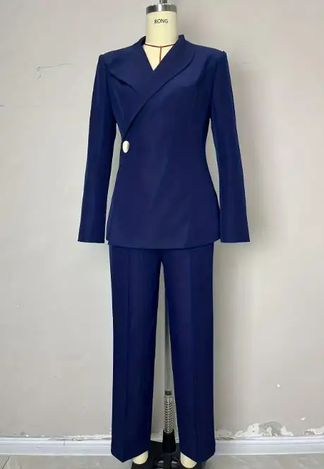 

Two Piece Set Women Outfit 2026 Spring Autumn New Turn-Down Collar Long Sleeve Jacket & High Waist Elegant Straight Pants Set