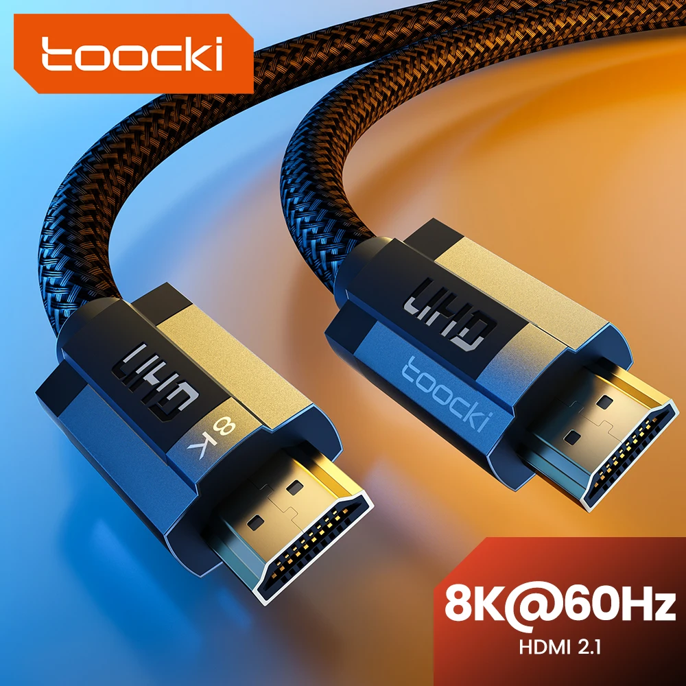 Toocki 8K@60Hz HDMI Compatible Cable For Xiaomi Box PS5 PS4 Laptop Projector 48Gbp High Speed HDMI-Compatible 2.1 Cable Splitter