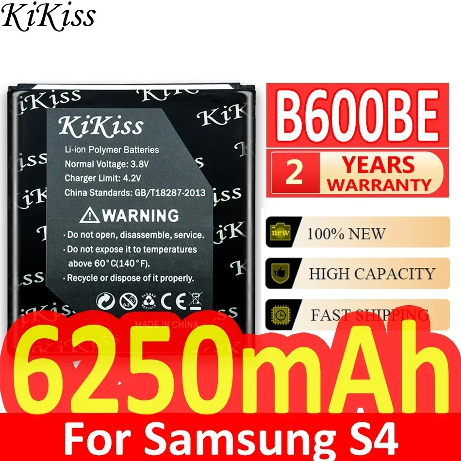 Аккумулятор KiKiss для Samsung Galaxy S4 I9500 I9505 I337 I545 I9295 E330s, аккумулятор для телефона B600BE B600BC для S4 I9500 6250 мАч