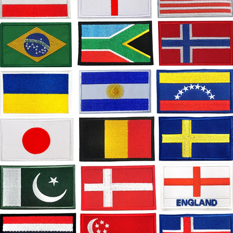 Military Patches Tactical Embroidered Flag Argentina Belgium Ukraine Japan Venezuela Sweden South Africa Norway Brazil Iron On