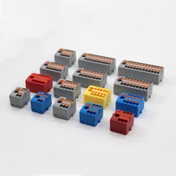 1PC 225 Series Wire Connectors Plug-in Electrical Terminal Block Spliceable One In Multiple Out Splitter Guide Rail Junction Box