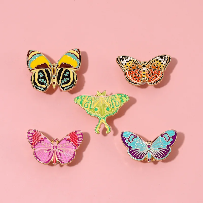 Actias Selene Ningpoana Enamel Pin Custom Colorful Butterfly Moth Insect Brooch Lapel Badge Nature Jewelry Gift for Kids Friends