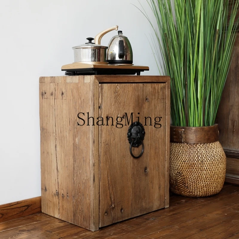 

SM Chinese furniture corner cabinet solid wood tea cabinet simple modern log dining side storage table new